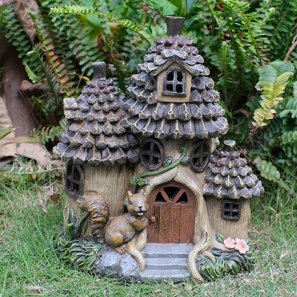 Trinx Solar Garden Outdoor Statues Home of the squirrel Waterproof